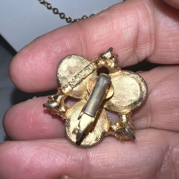 Sara Coventry Vintage Red Whit and Blue Gold Tone Necklace and Clip Earrings Set - Picture 7 of 8